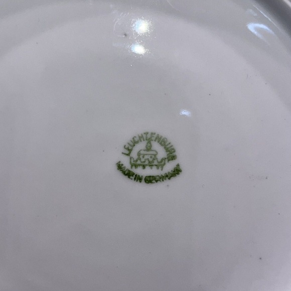 VTG 1920s Pearlescent Leuchtenberg Handled Cake Plate Made in Germany Scalloped - Picture 8 of 8